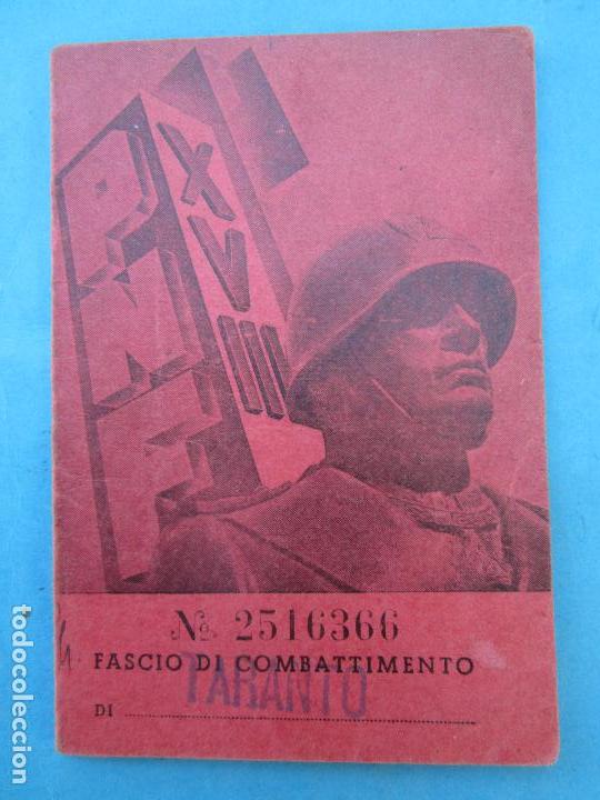 Militaria: carnet de los italianos que vinieron a la guerra civil , fascio di combattimento  PNF-  XVIII