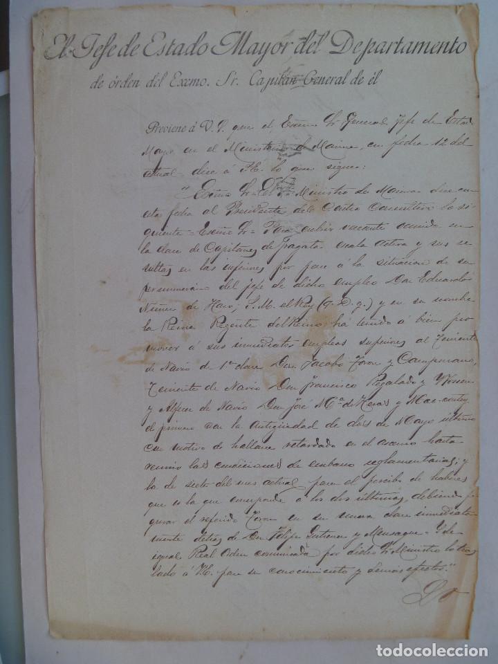 Militaria: ESTADO MAYOR EN NOMBRE REINA REGENTE ASCENSO A CAPITAN DE FRAGATA, ETC. SAN FERNANDO, 1898