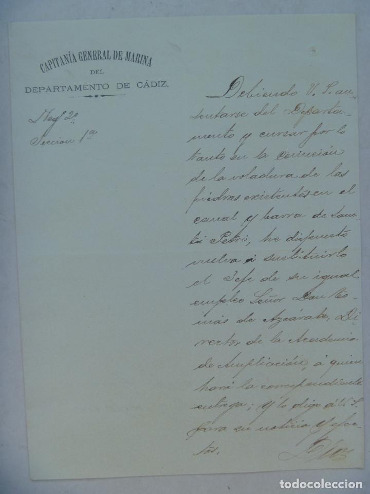 Militaria: CAPITANIA GENERAL MARINA DEPARTAMENTO CADIZ : NOTIFICACION A CAPITAN FRAGATA. 1898