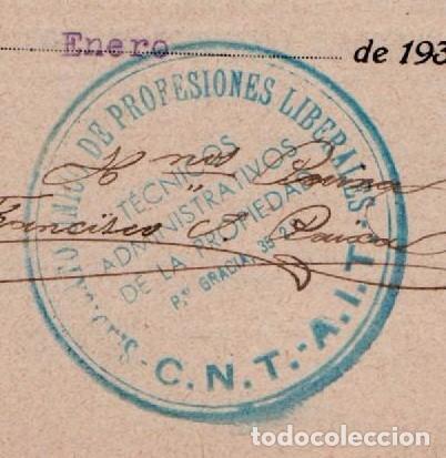 Militaria: L1-675 guerra civil C.N.T. - A.I.T. Recibo de Alquiler del Sindicato Unico de Profesionales Liberal
