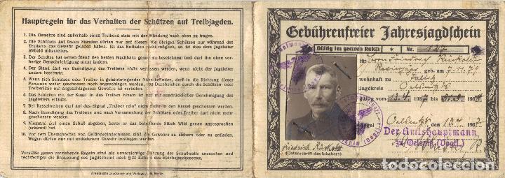 Militaria: Licencia de caza para guardias forestales (Geb&uuml;hrenfreier Jahresjagdschein)