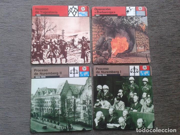 Militaria: 4 fichas ALEMANIA NAZI -- Edito-Service S.A., 1978 -- Cr&iacute;menes de Guerra y Guerra Terrestre --