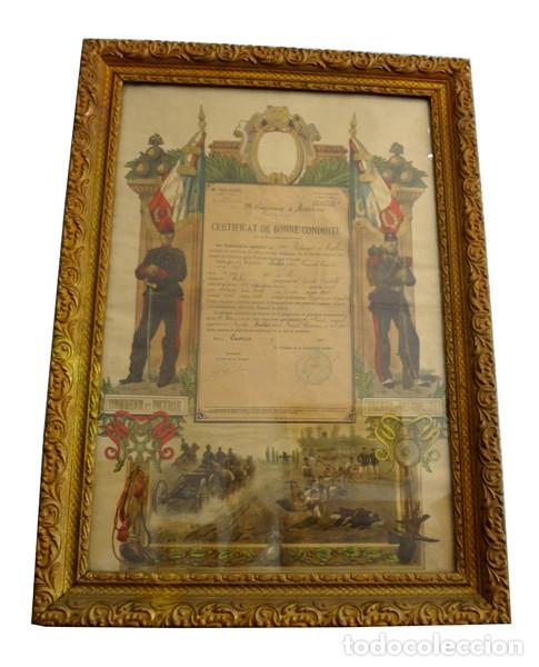 Militaria: Cuadro con certificado de buena conducta (1908) - Foto 1