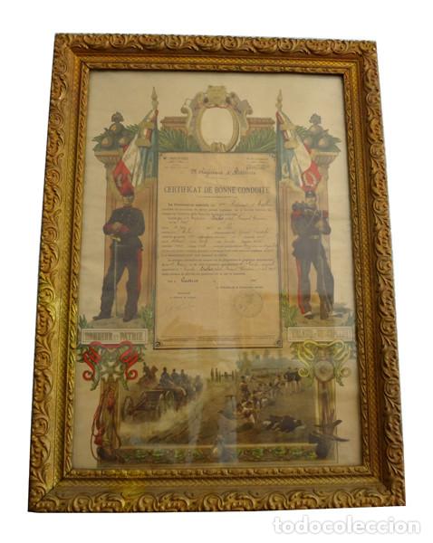 Militaria: Cuadro con certificado de buena conducta (1908) - Foto 2