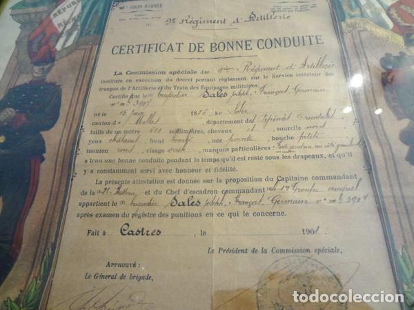 Militaria: Cuadro con certificado de buena conducta (1908) - Foto 3