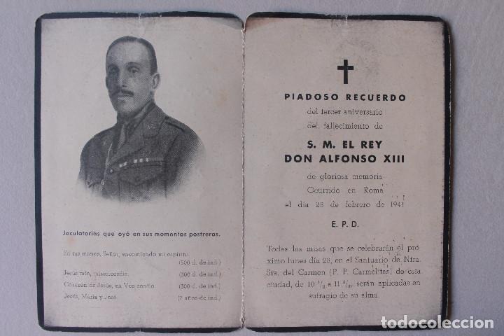 Militaria: ESQUELA TERCER ANIVERSARIO DE LA MUERTE DE ALFONSO XIII
