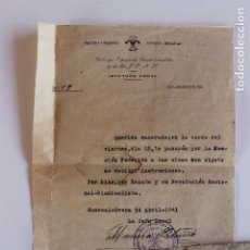 Militaria: OFICIO FALANGE ESPAÑOLA TRADICIONALISTA Y DE LAS JONS. ABRIL 1941, HUERCAL-OVERA, ALMERIA