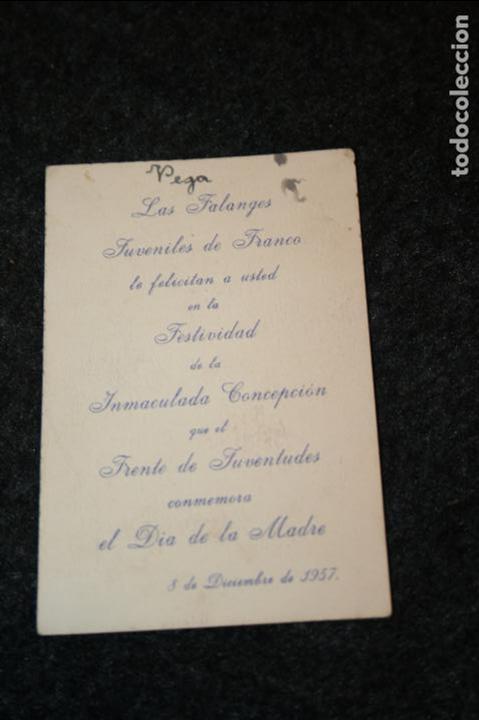 Militaria: Frente de juventudes dia de la madre 1957. inmaculada concepci&oacute;n,falanges juveniles de franco