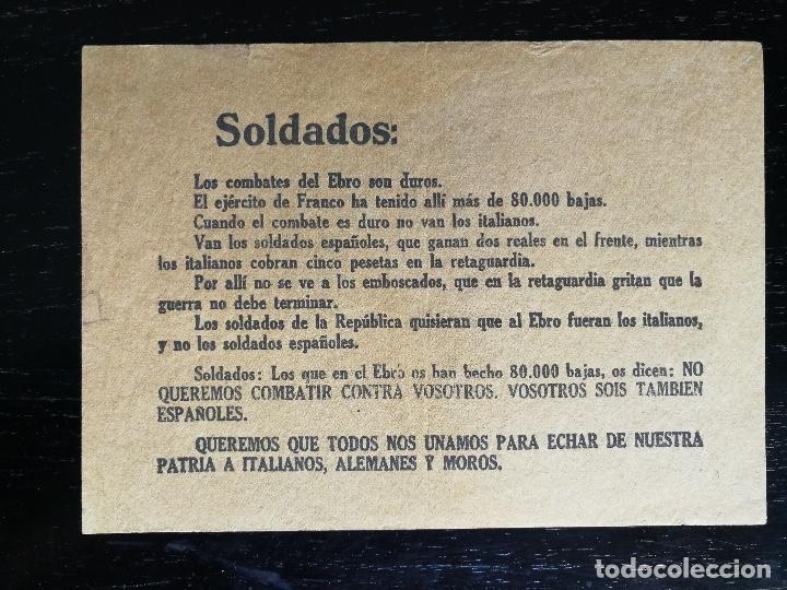 Militaria: PROPAGANDA REPUBLICA GUERRA CIVIL BANDO REPUBLICANO - BATALLA EBRO - PIDEN AL BANDO NACIONAL QUE LUC