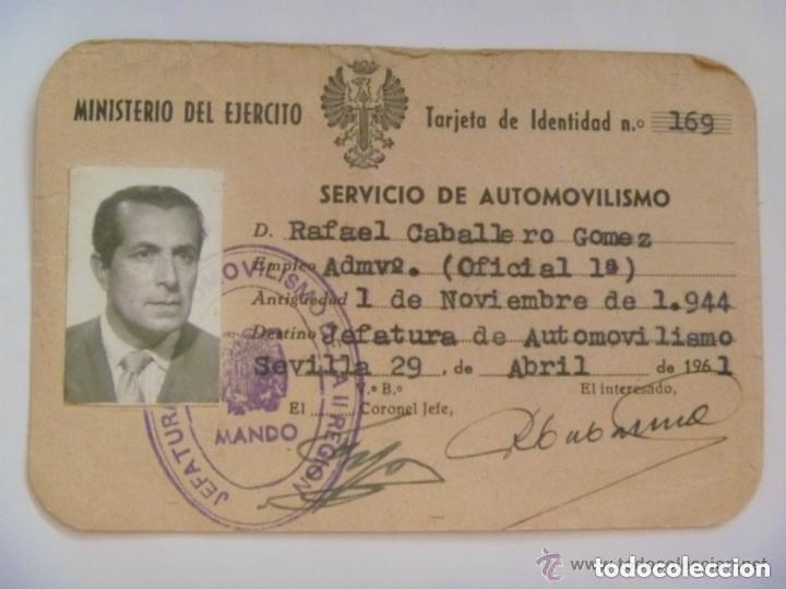 Militaria: CARNET IDENTIDAD SERVICIO DE AUTOMOVILISMO DEL EJERCITO . SEVILLA, 1961.