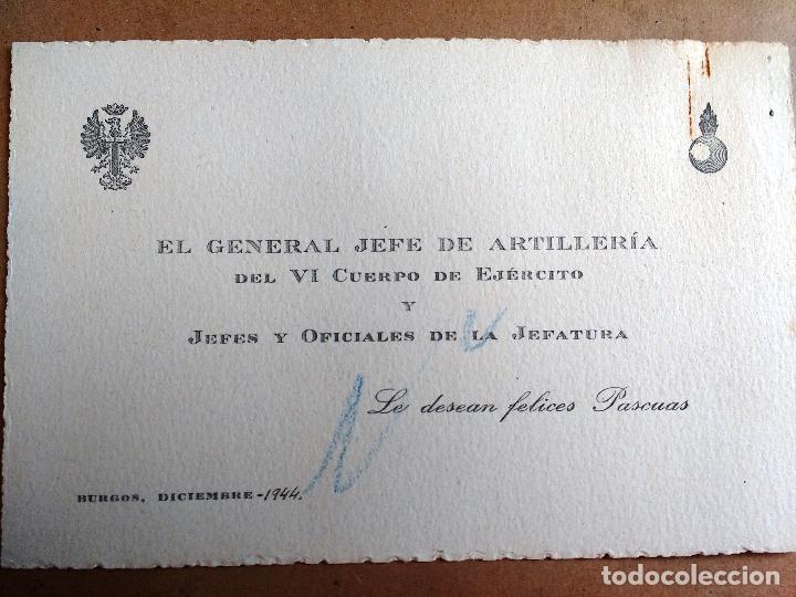 Militaria: FELICITACION DEL GENERAL JEFE DE ARTILLERIA VI CUERPO DEL EJERCITO. A&Ntilde;O 1944