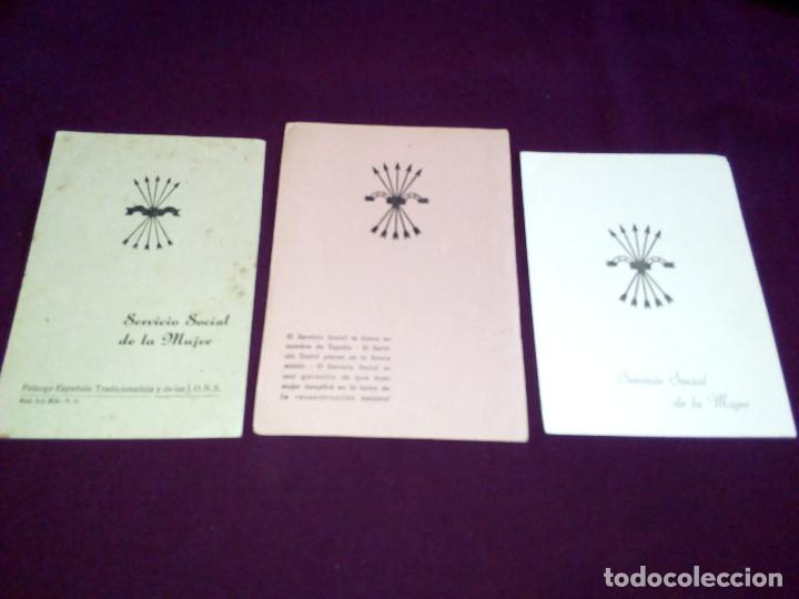Militaria: LOTE DE TRES POSTALES DEL SERVICIO SOCIAL DE LA MUJER. FALANGE