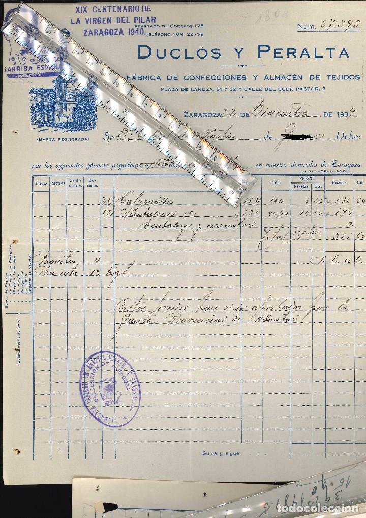 Militaria: CARTA COMERCIAL SALUDO A FRANCO ZARAGOZA 1937, CENTENARIO VIRGEN DEL PILAR