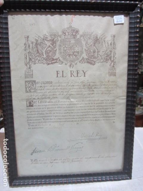 Military Antiques: Nombramiento militar de 1926, por Alfonso XIII. Enmarcado. 30 x 41 cms. marco.