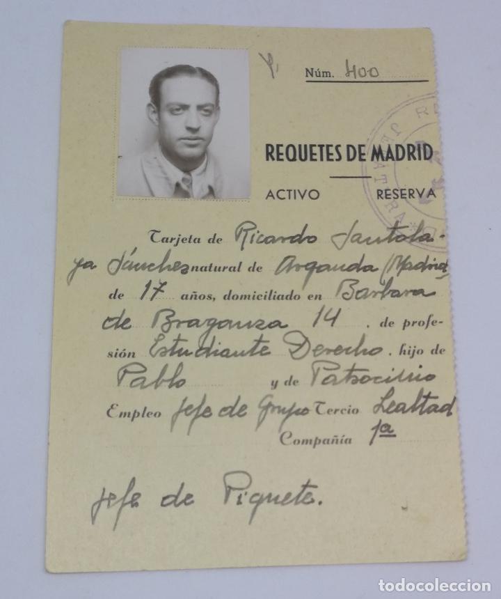 Militaria: ANTIGUO CARNET DE REQUETES DE MADRID - JEFE DE GRUPO - TERCIO LEALTAD 1&ordf; COMPA&Ntilde;IA - JEFE DE PIQUETES