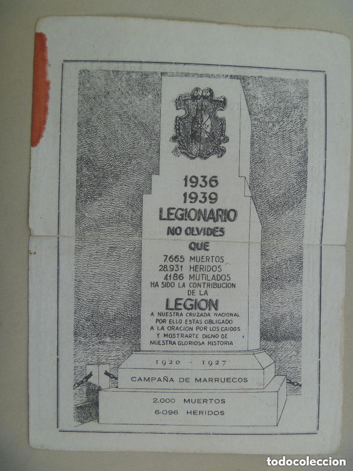 Military Antiques: LA LEGION : PASQUIN HONORIFICO CON EL CREDO LEGIONARIO. A&Ntilde;OS 40-50.