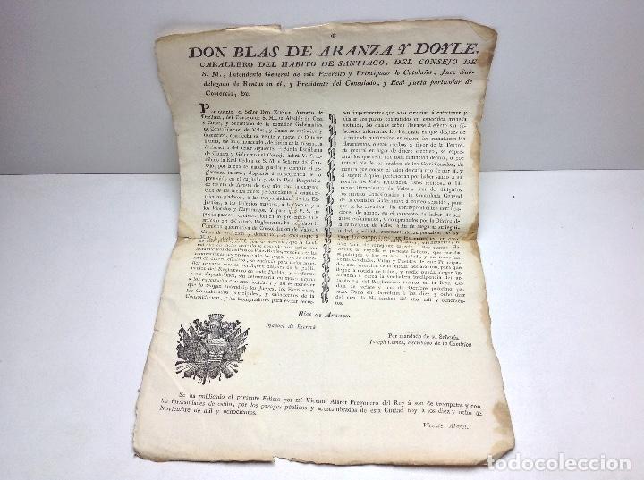 Militaria: ANTIGUO EDICTO A&Ntilde;O 1800 - DON BLAS DE ARANZA Y DOYLE - BARCELONA