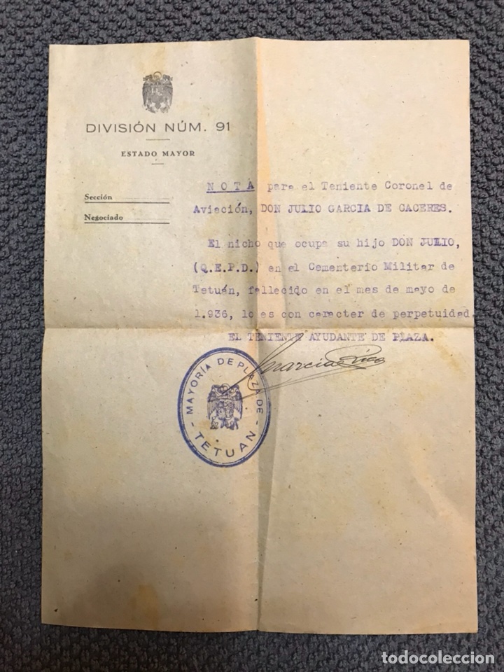Militaria: Militar,- Documento Militar TETUAN. Mayo de 1936