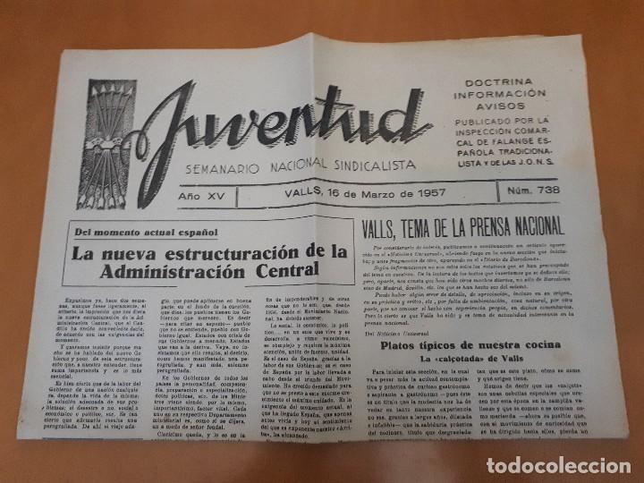 Militaria: Semanario nacional sindicalista Juventud, Valls, 16 de marzo de 1957
