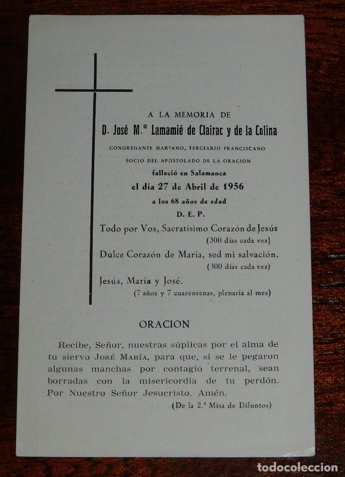 Militaria: RECORDATORIO CARLISTA, EN MEMORIA DE D. JOSE MARIA LAMAMIE DE CLAIRAC Y DE LA COLINA, FALLECIDO EL 2