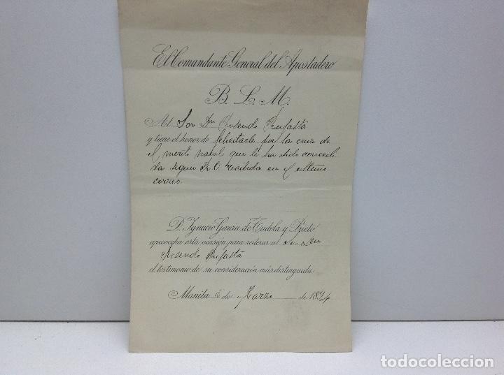Militaria: DOCUMENTO MILITAR MANILA A&Ntilde;O 1824 - COMANDANTE GENERAL DEL APOSTADERO