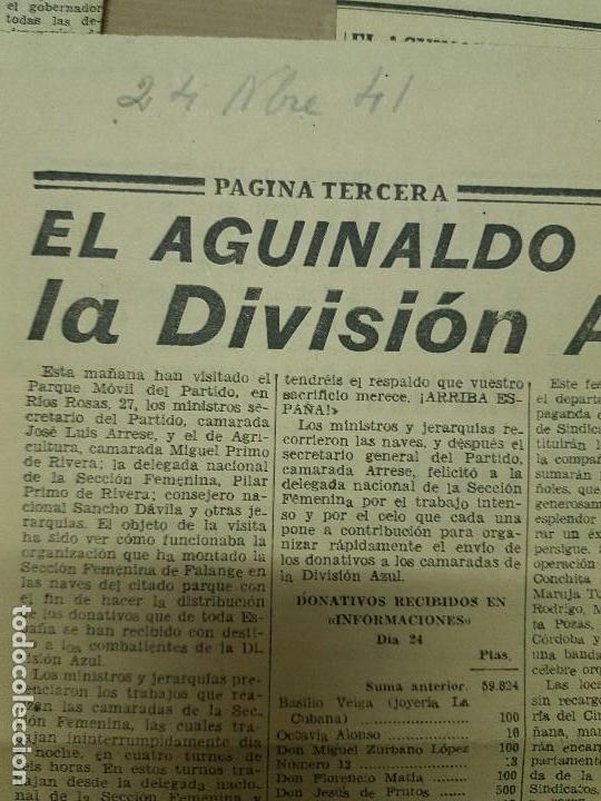 Militaria: recortes division azul aguinaldo rio rosas