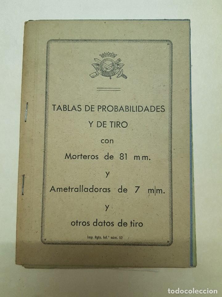 Militaria: TABLAS DE PROBABILIDADES Y DE TIRO  MORTEROS 81MM AMETRALLADORAS 7 MM