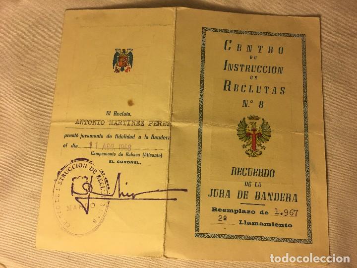 Militaria: CENTRO DE INSTRUCCION DE RECLUTAS N&ordm;8, RECUERDO DE LA JURA DE BANDERA, REEMPLAZO 1967, FOTO FRANCO.