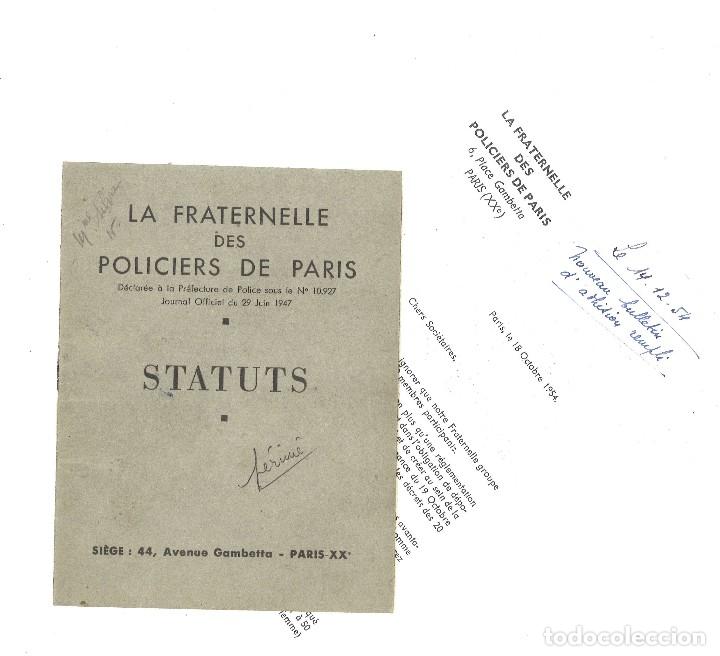 Militaria: Estatutos de Sindicato de la Polic&iacute;a de Par&iacute;s. 1952