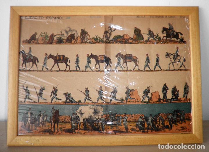 Militaria: PROTEGIENDO UN CONVOY&middot;GUERRA DE MELILLA - A&Ntilde;O 1909 - LITOGRAFIA HERNANDO - MUY RARA.