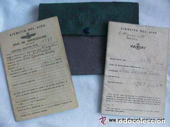 Militaria: AVIACION :- EJERCITO DEL AIRE : CARTILLA MILITAR Y HOJA MOVILIZACION , EN SU FUNDA. SEVILLA, 1947