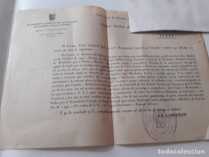 Militaria: Antiguo certificado de benem&eacute;rito cuerpo de mutilados de guerra por la patria 1941