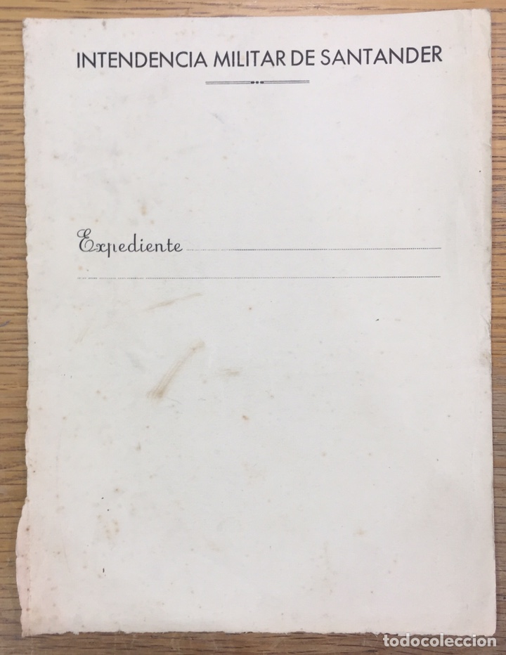 Militaria: Antigua Hoja de Expediente de la Intendencia Militar de Santander