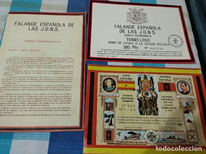 Militaria: Documentos de normas program&aacute;ticas de la J.O.N.S Y LOTER&Iacute;A FALANGE A&Ntilde;O 83 Y 85