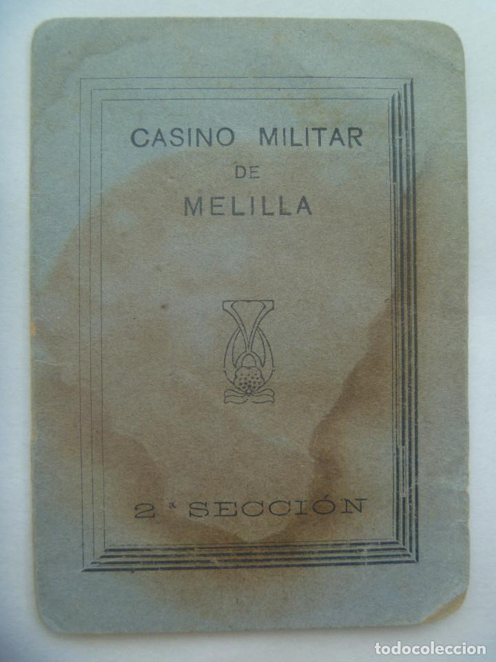 Military Antiques: GUERRA DE AFRICA: CARNET CASINO MILITAR DE MELILLA, 2 &ordf; SECCION, DE MILITAR DEL 59. MELILLA, 1926