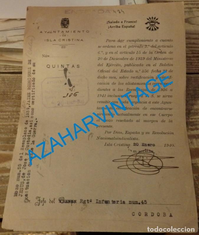 Militaria: ISLA CRISTINA, HUELVA, 1940, DOCUMENTO MILITAR,VER IMAGENES