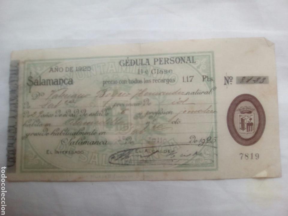 Militaria: C&Eacute;DULA PERSONAL 11a clase JORNALERO ALAMEDILLA, SALAMANCA. 1925