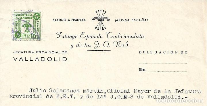 Militaria: INTERESANTE DOCUMENTO DE FALANGE CON SELLO POLIZA RARA DE 5 PESETAS  DE 1953 VER FOTOS