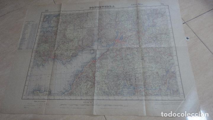 Militaria: ANTIGUO MAPA.PONTEVEDRA.EDICION MILITAR.INSTITUTO GEOGRAFICO CATASTRAL 1944