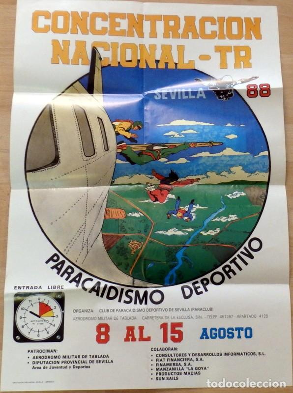 Militaria: SEVILLA, 1988, CARTEL CONCENTRACION NACIONAL-TR PARACAIDISMO DEPORTIVO,45X65 CMS