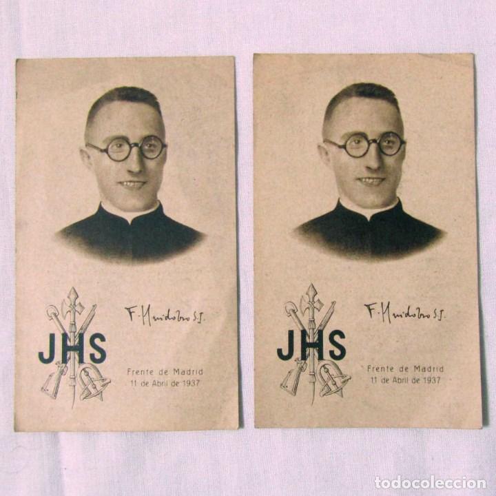 Militaria: 2 estampas recordatorio del Padre Huidobro