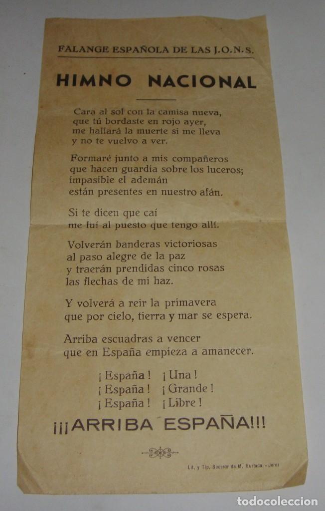 Militaria: Cara al Sol. Himno Nacional de Falange Espa&ntilde;ola de las J.O.N.S