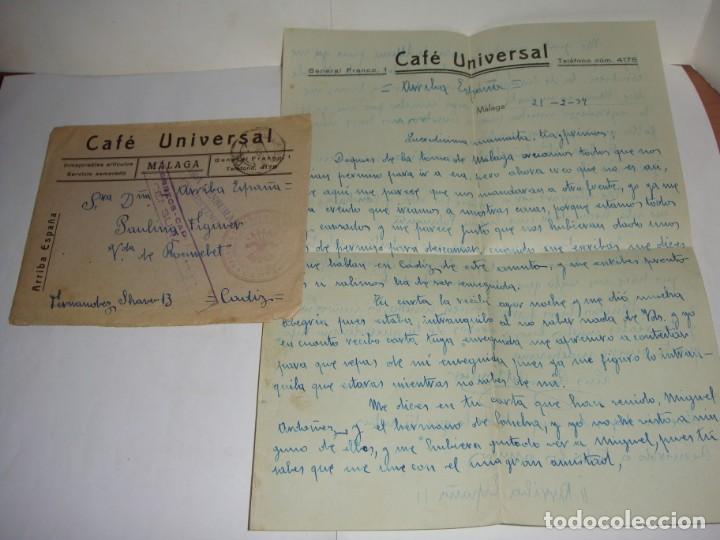 Militaria: Carta de Militar a su Familia, tras la toma de M&aacute;laga. 21/2/1937. Con censura militar.