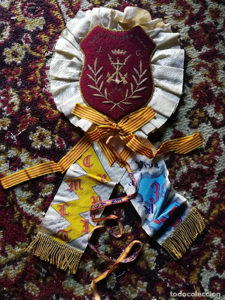 Militaria: ANTIGUO BANDER&Iacute;N CUERPO INFANTERIA MARINA PIZARRO (COMANDANTE)- 40CM.