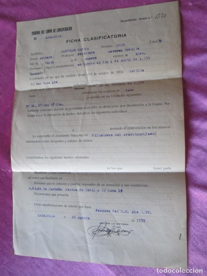 Militaria: TRIBUNAL DEL CAMPO DE CONCENTRACION LA BACOLLA 1939.