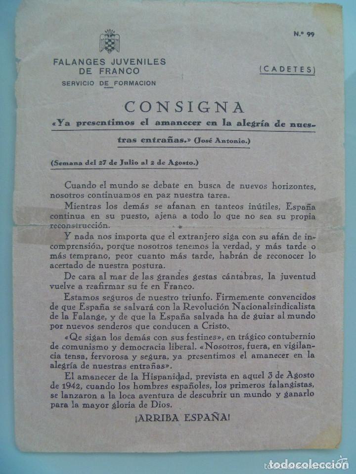 Militaria: FALANGE ESPA&Ntilde;OLA - FALANGES JUVENILES DE FRANCO , LEGION DE CADETES : CONSIGNA DEL MES, 1950