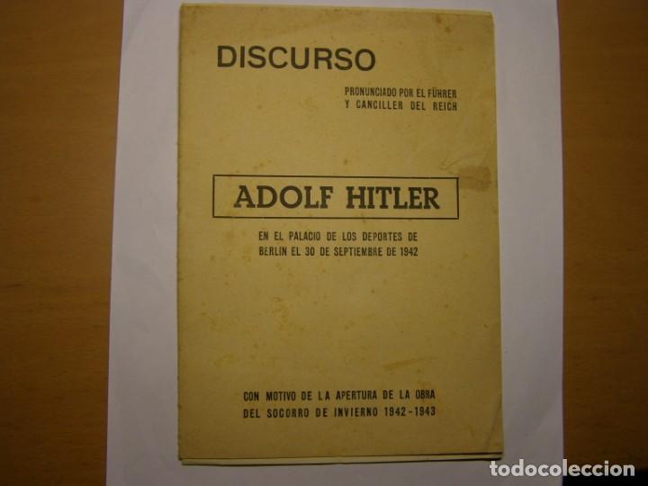 Militaria: Folleto discurso Adolf Hitler, a&ntilde;o 1942.