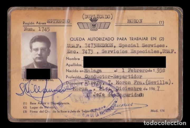 Militaria: *** CARNET DE AVIACI&Oacute;N 1967 MIEMBRO DE LA USAF SERVICIOS ESPECIALES. BASE DE MOR&Oacute;N (SEVILLA) ***
