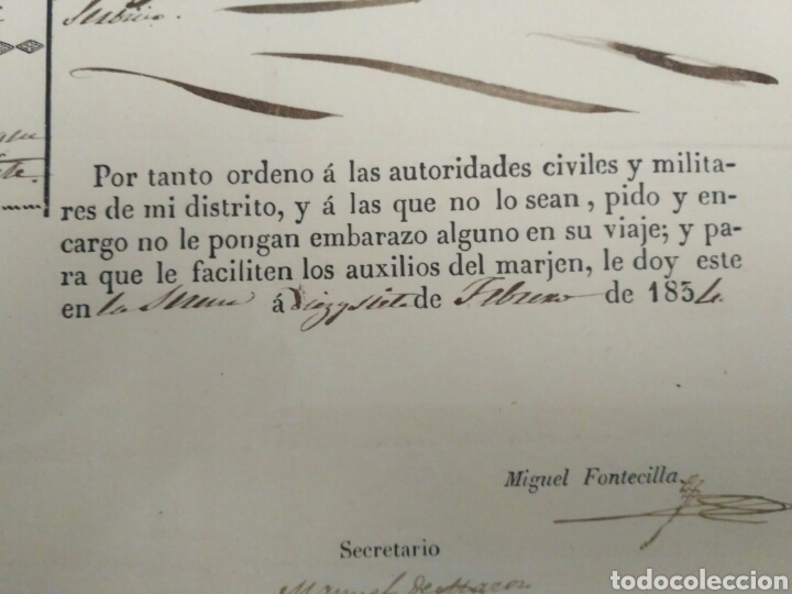 Militaria: Concesi&oacute;n de libre pasaporte, a&ntilde;o 1834. - Foto 4
