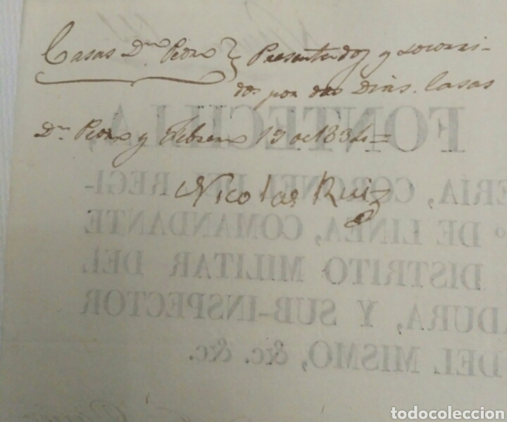 Militaria: Concesi&oacute;n de libre pasaporte, a&ntilde;o 1834. - Foto 6